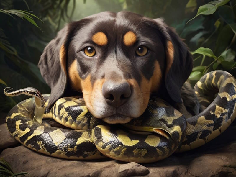 собака и змея