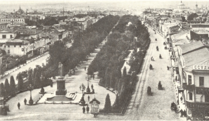 Вид Тверского бульвара. Фотография из альбома Н. А. Найденова. М., 1891