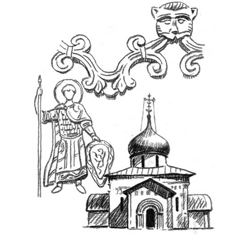 Георгиевский собор, построенный в г. Юрьеве-Польском Юрием Долгоруким. Рельефы 1152 г.
